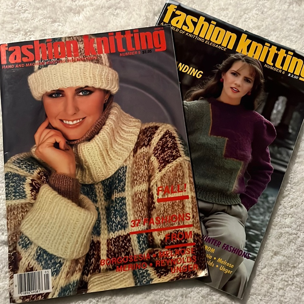 Bundle of 2 80’s fashion knitting magazines with 60+ patterns